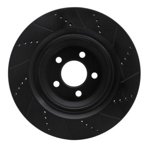 Chrysler 300 Brake Rotor (1) - Rear Left - R1 Concepts - Drilled & Slotted - Black - `05-`23